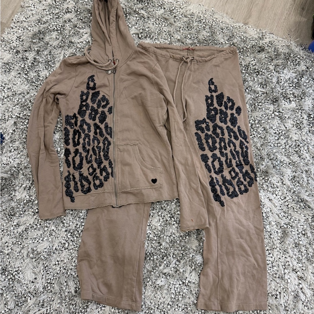 Twisted Heart Tan Hoodie with Silver Accents